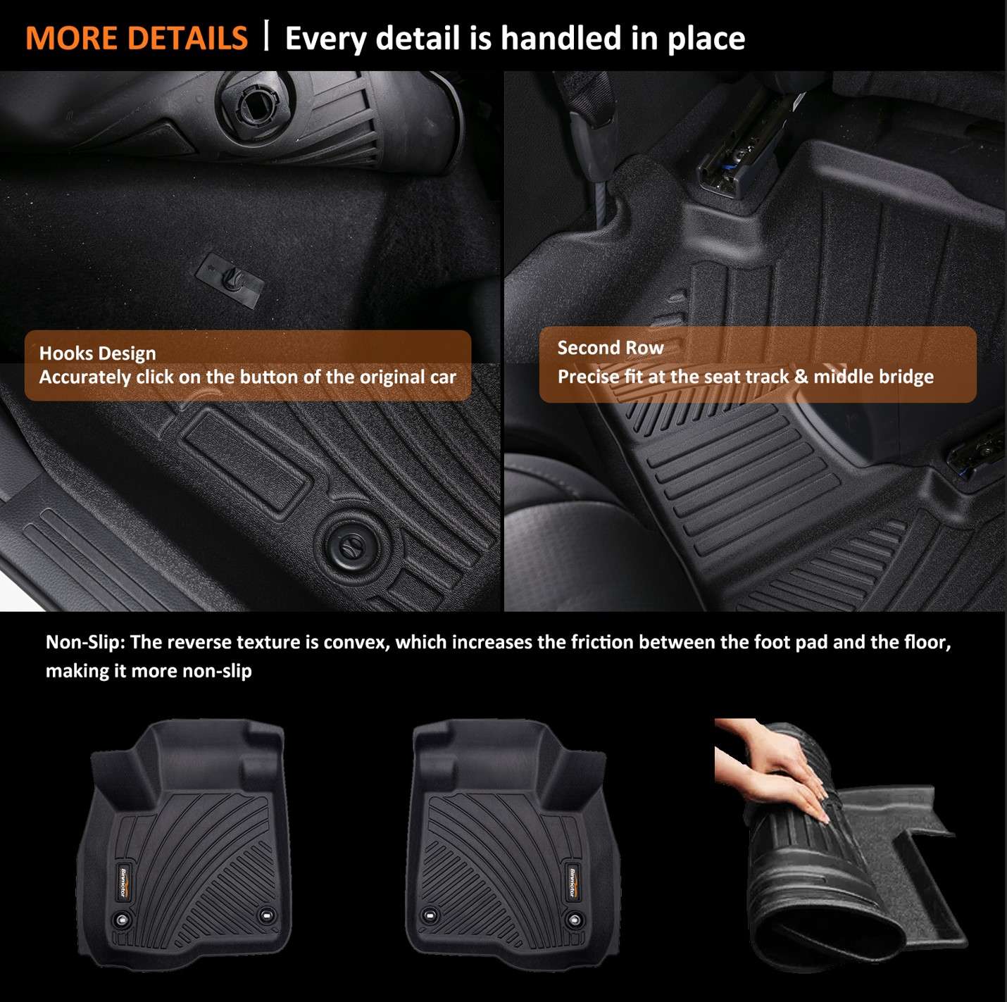 Binmotor-Floor Mats for GMC Terrain丨2 Rows丨All Weather Car Floor Mats for GMC Terrain丨Terrain Floor Mat（compatible year 2018-2024）