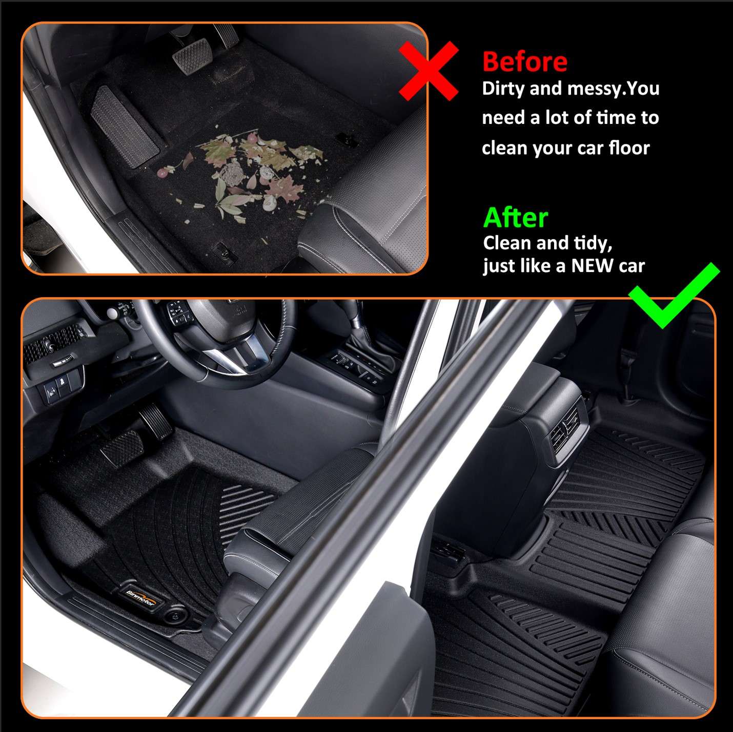 Binmotor-Floor Mats for GMC Terrain丨2 Rows丨All Weather Car Floor Mats for GMC Terrain丨Terrain Floor Mat（compatible year 2018-2024）