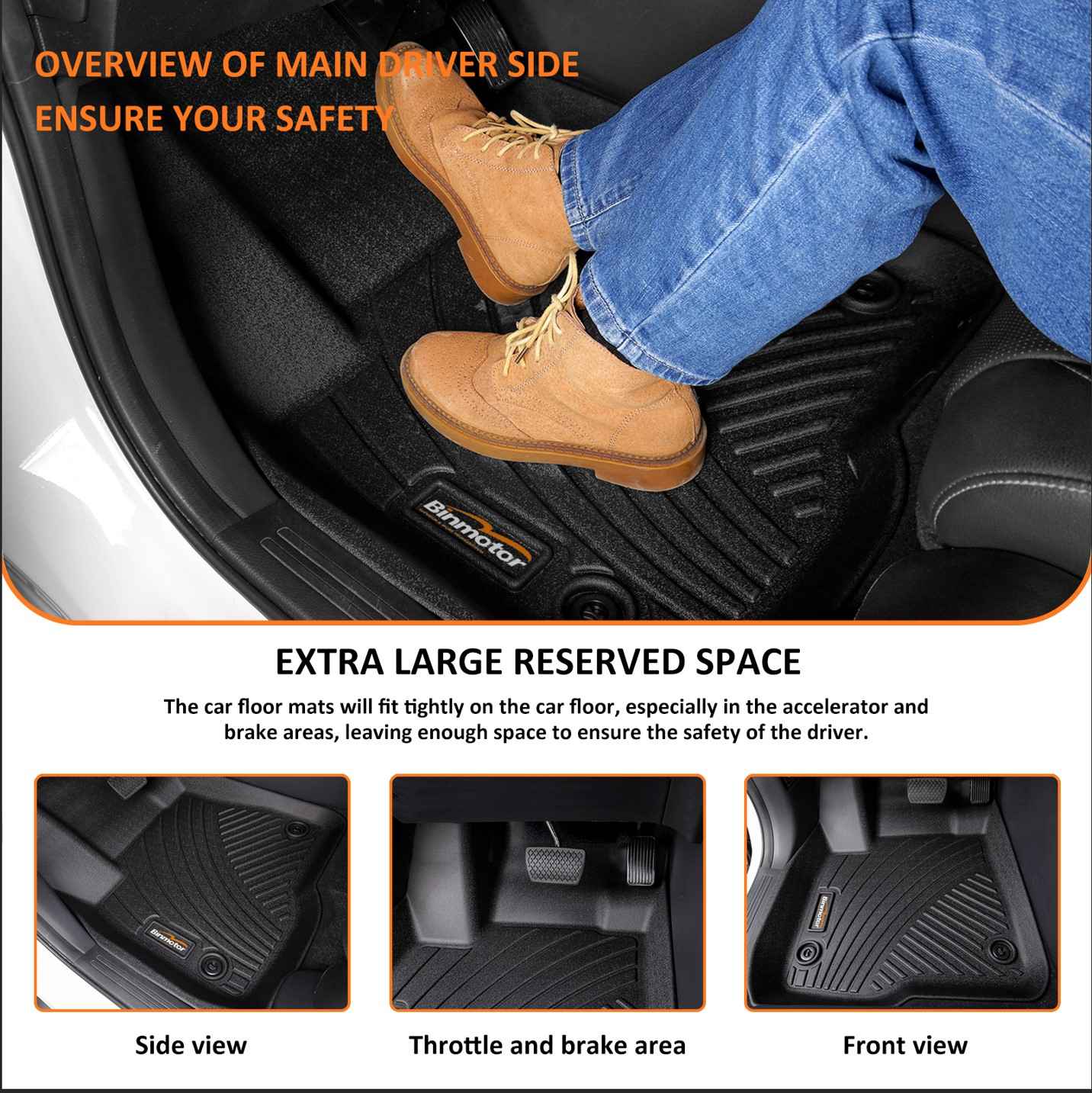 Binmotor-Floor Mats for GMC Terrain丨2 Rows丨All Weather Car Floor Mats for GMC Terrain丨Terrain Floor Mat（compatible year 2018-2024）