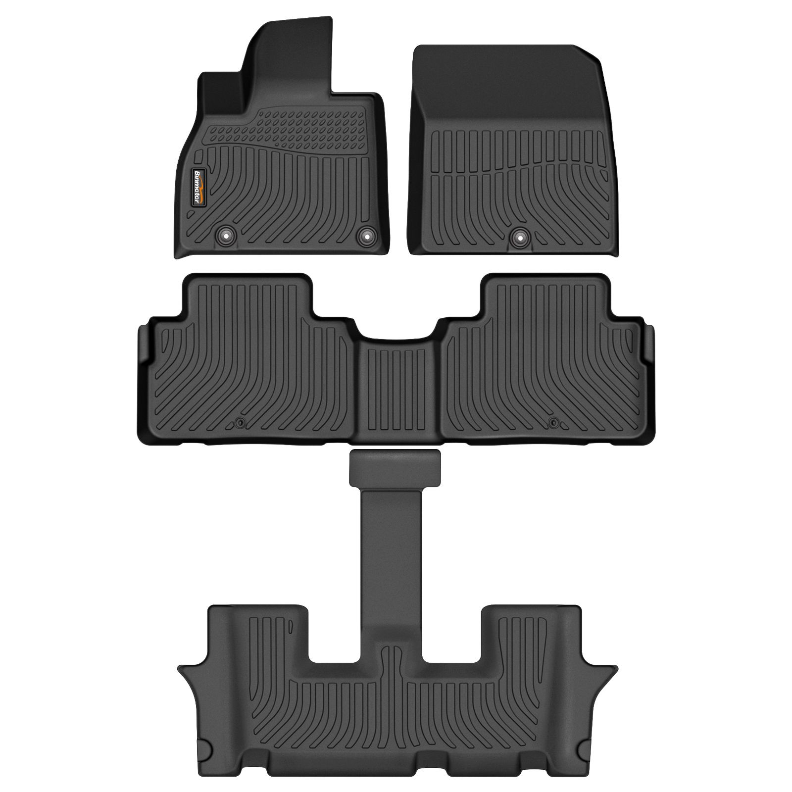 Binmotor-Floor Mats for Kia Telluride(7 Passenger), Bucket Seats, Without Console, All Weather, Heavy Duty Car Floor Liners（compatible year 2020-2024）