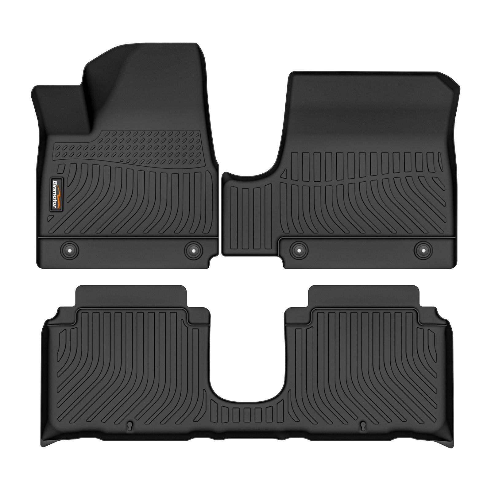 Binmotor-Floor Mats All Weather Floor Mats for Hyundai Ioniq 5 Movable Console (Limited Models), 1st & 2nd Row Full Set, Heavy Duty Car Floor Liners-Black IONIQ5 Accessories（compatible year 2022-2024）