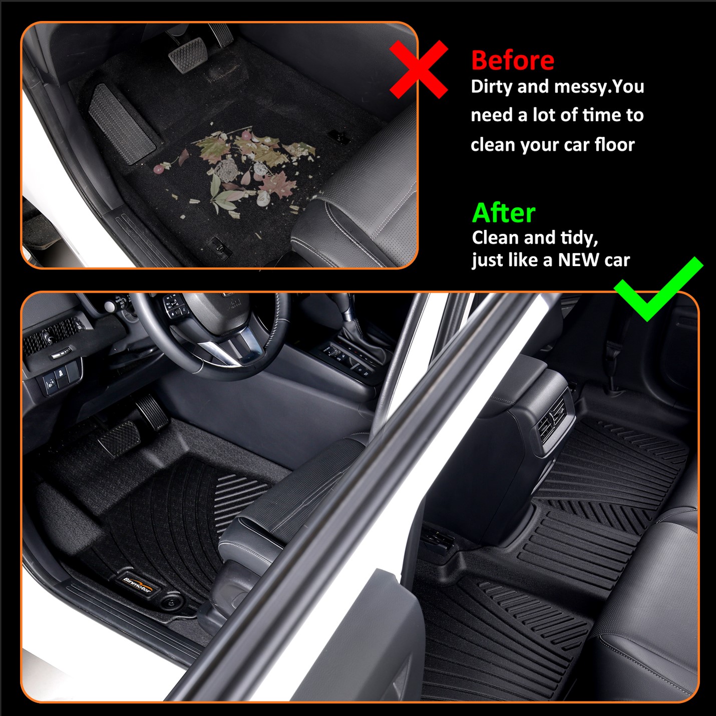 Binmotor-Floor Mats for GMC Yukon XL丨Bench Seat, 3 Rows丨All Weather Floor Mats for GMC Yukon XL, Thick Waterproof Car Floor Mats for GMC Yukon（compatible year 2021-2024）