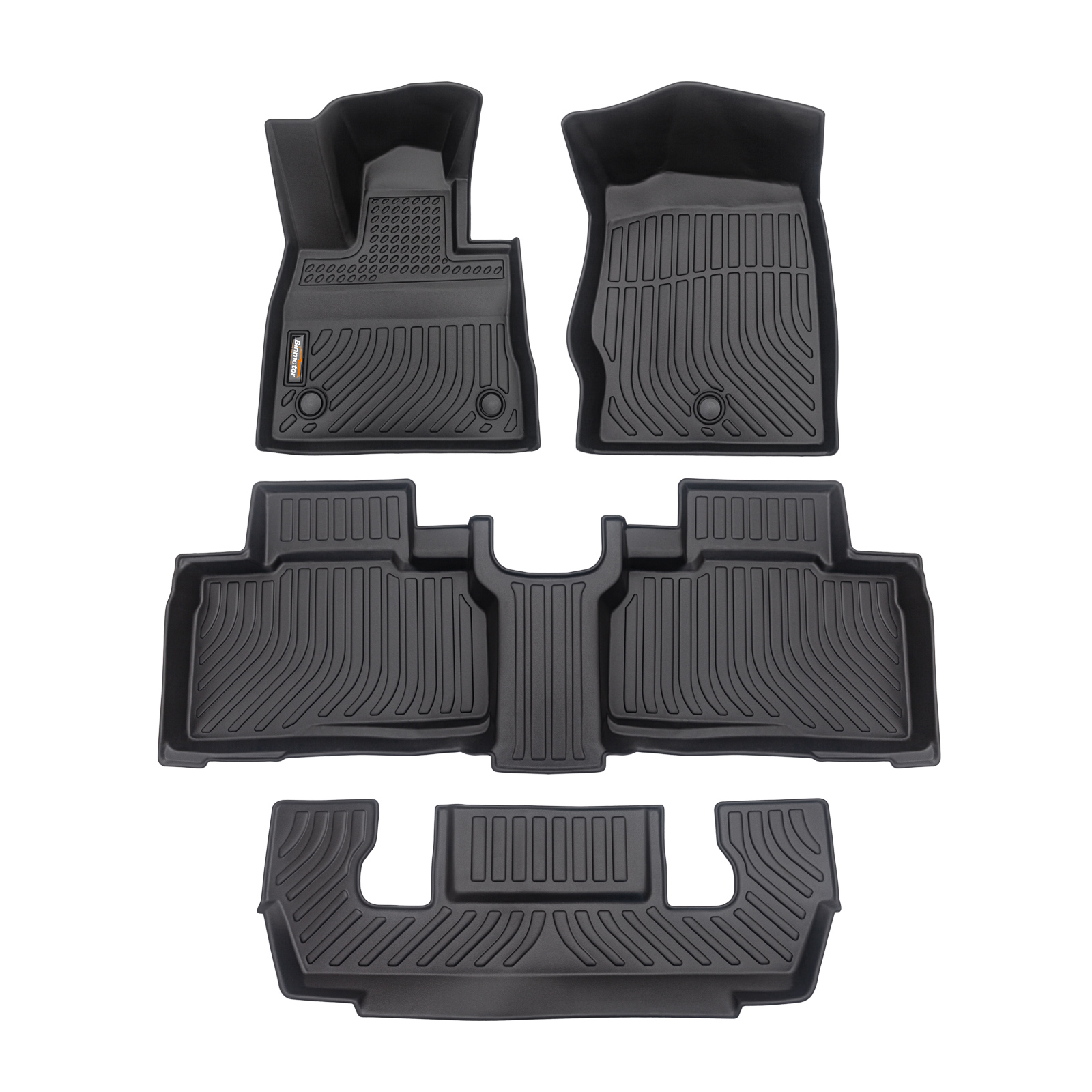 Binmotor-Floor Mats All Weather Floor Mats for Ford Explorer 6, 1st & 2nd & 3rd Row Full Set, Heavy Duty Car Floor Liners-Black Accessories（compatible year 2020-2024）