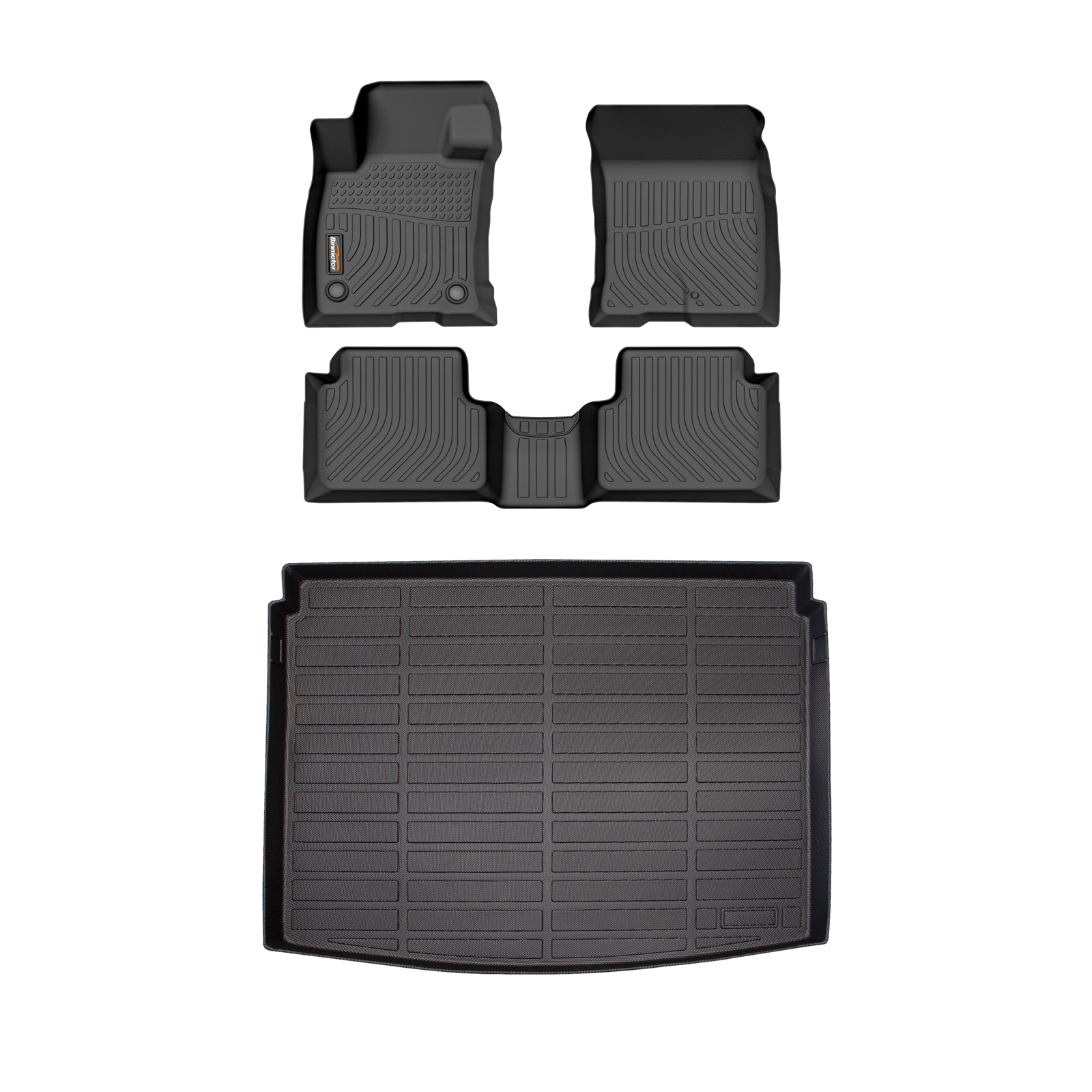 Binmotor-Floor Mats & Cargo Liner for Ford Bronco Sport , All Weather Car Mats Bronco Sport, 1st & 2nd & Rear Cargo Mat, Bronco Sport TPE 3D Lser Rubber Mats Custom Fit for Bronco（compatible year 2021-2024）