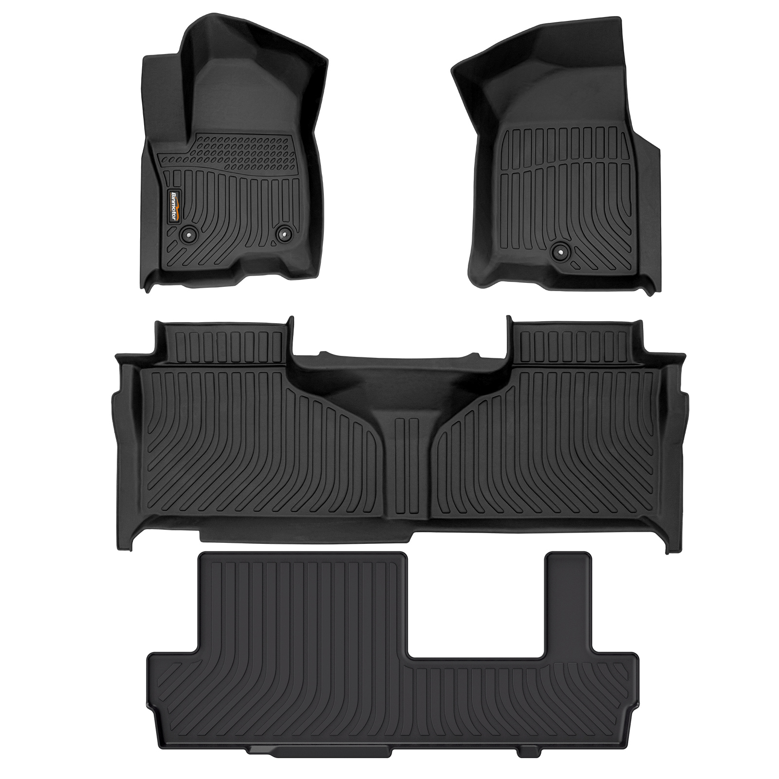 Binmotor-Floor Mats All Weather Floor Mats for Chevrolet Suburban, 1st & 2nd & 3rd Row Full Set, Heavy Duty Car Floor Liners-Black Accessories（compatible year 2021-2024）