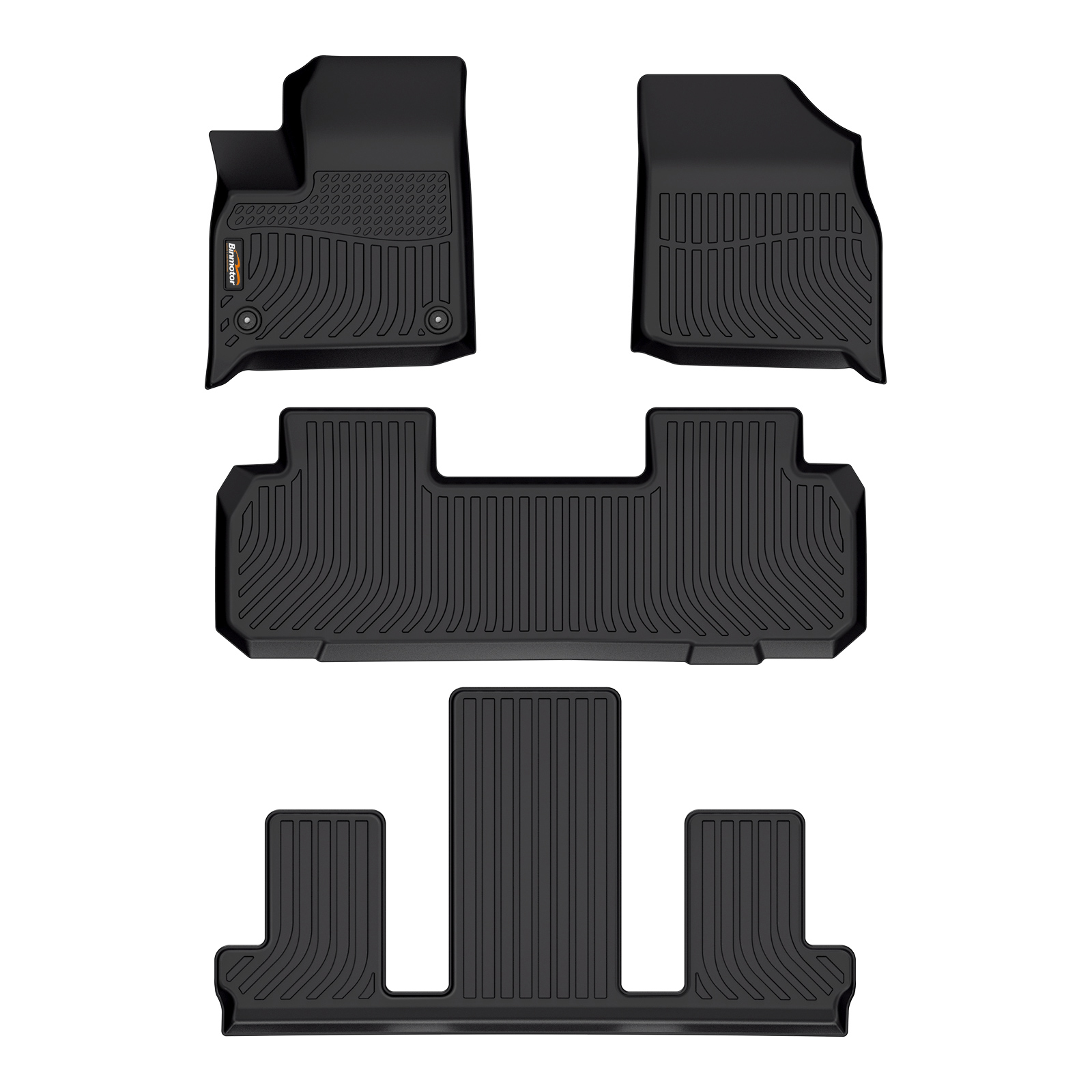 Binmotor-Floor Mats All Weather Floor Mats for Chevrolet Traverse 8, 1st & 2nd & 3rd Row Full Set, Heavy Duty Car Floor Liners-Black Accessories（compatible year 2018-2023）