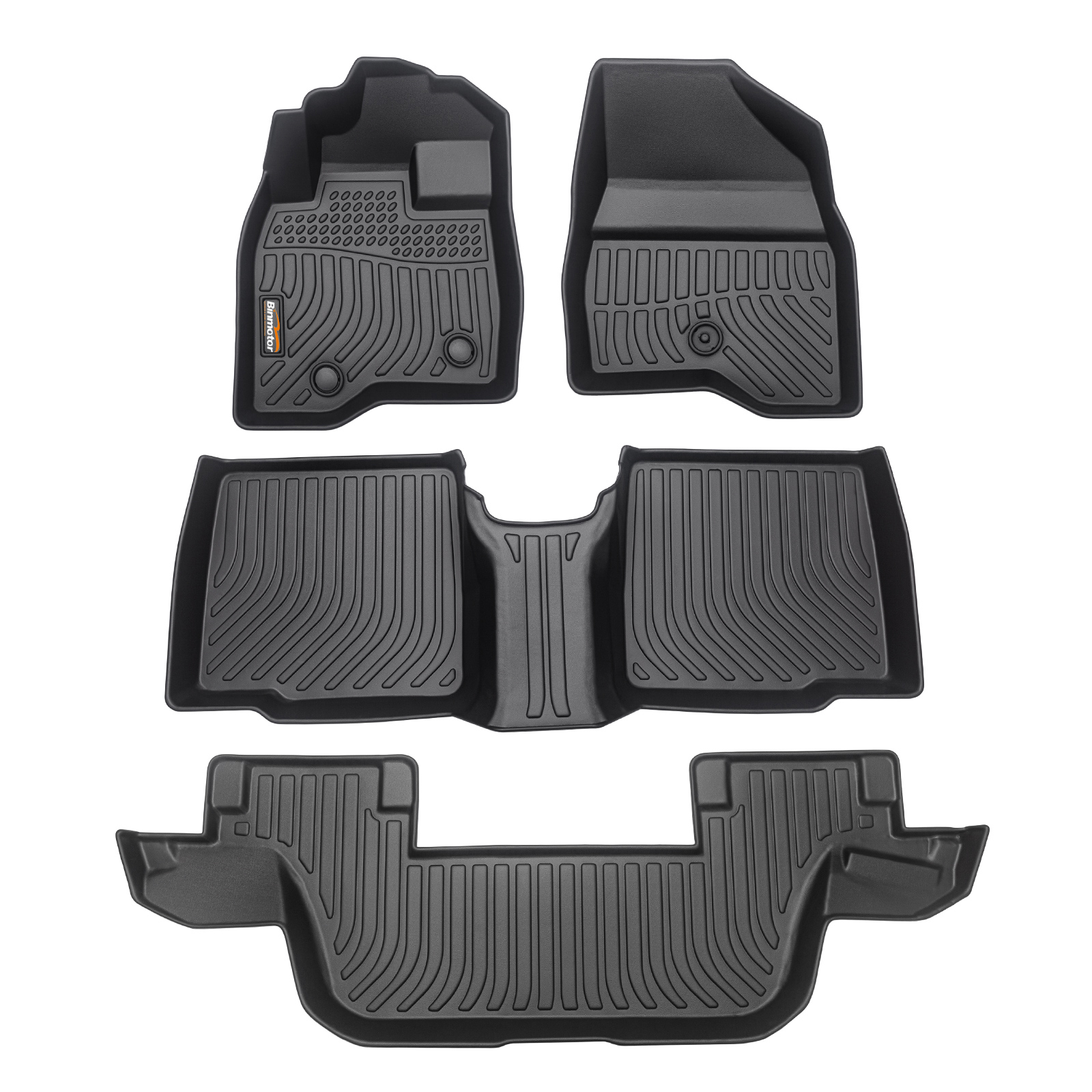 Binmotor- Floor Mats for Ford Explore丨 7 Passenger Bench Seat丨 TPE All Weather Car Accessories Mats for Ford Explore 7 Seat| Custom Fit Floor Liners Waterproof, Nonslip（compatible year 2015-2019）