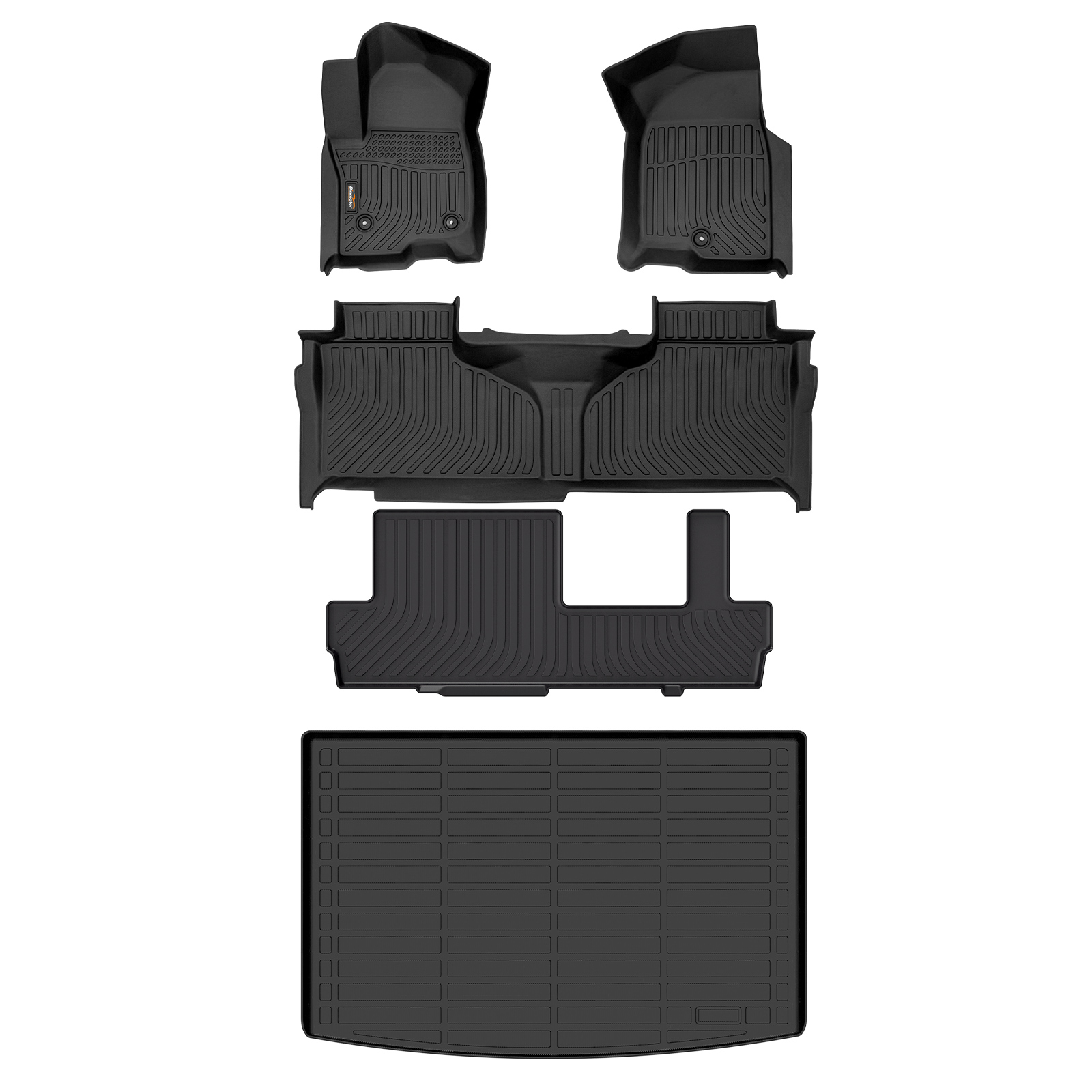 Binmotor-Floor Mats & Cargo Liner Set for GMC Yukon XL（with 2nd Row Bench Seat, 8 Passenger, All Weather Yukon  Accessories Mats（compatible year 2021-2024）