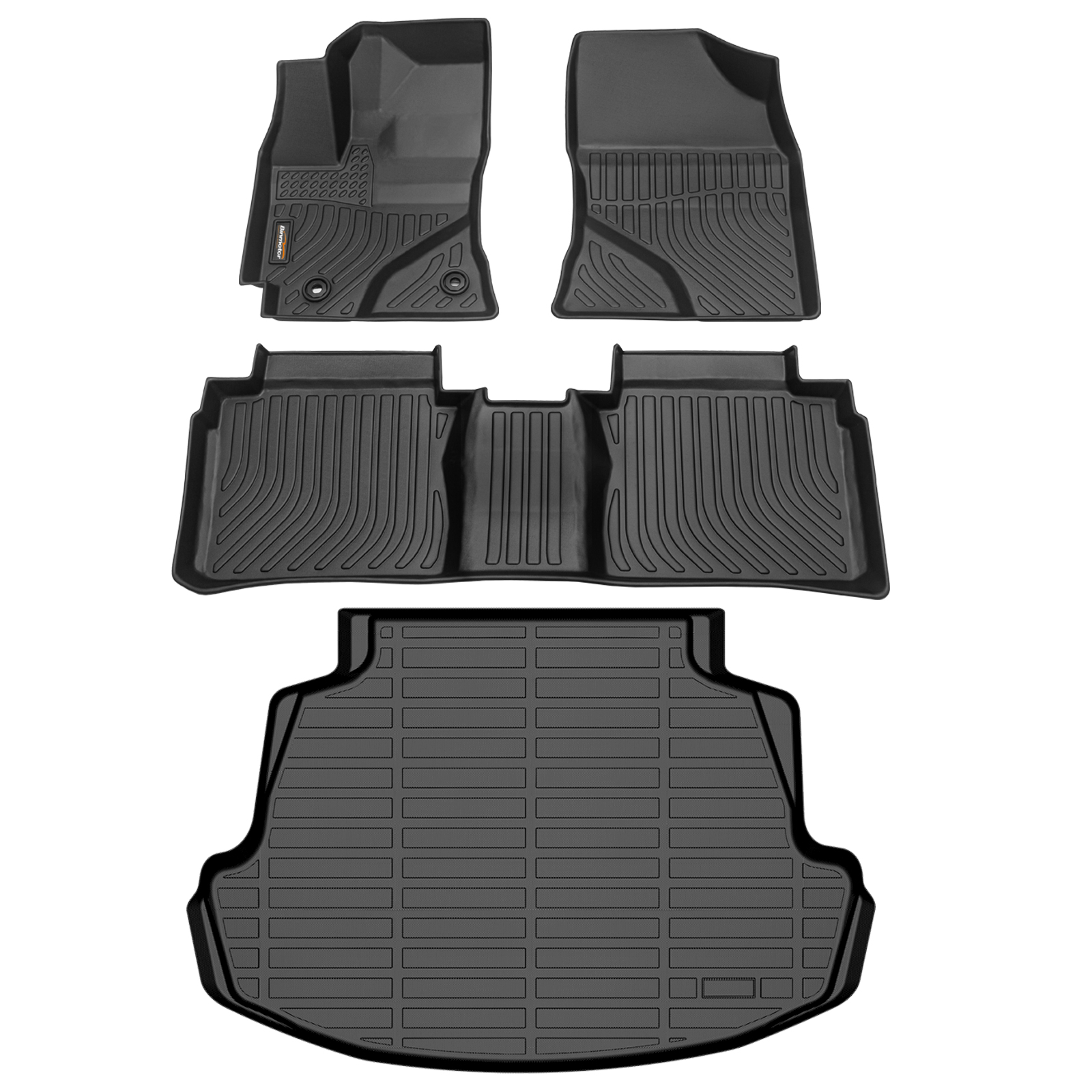 Binmotor-Floor Mats & Cargo Liner Set for Toyota Corolla 2014-2019，Front & 2nd Row & Cargo Mat Set for Toyota Corolla, TPE All Weather Car Floor Mat for Toyota Corolla