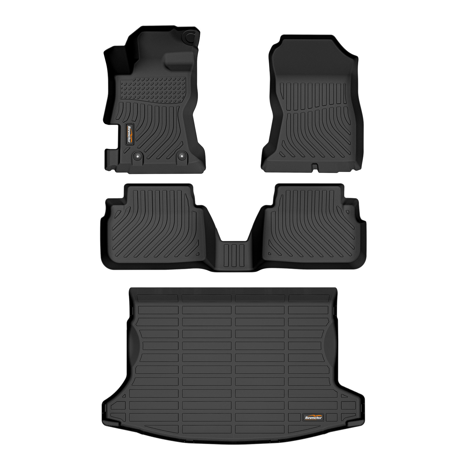 Binmotor-Floor Mats & Cargo Liner Set for Subaru Crosstrek ,1st & 2nd Row Full Set,Heavy Duty Car Floor Liners, All Weather Protection（compatible year 2018-2023）