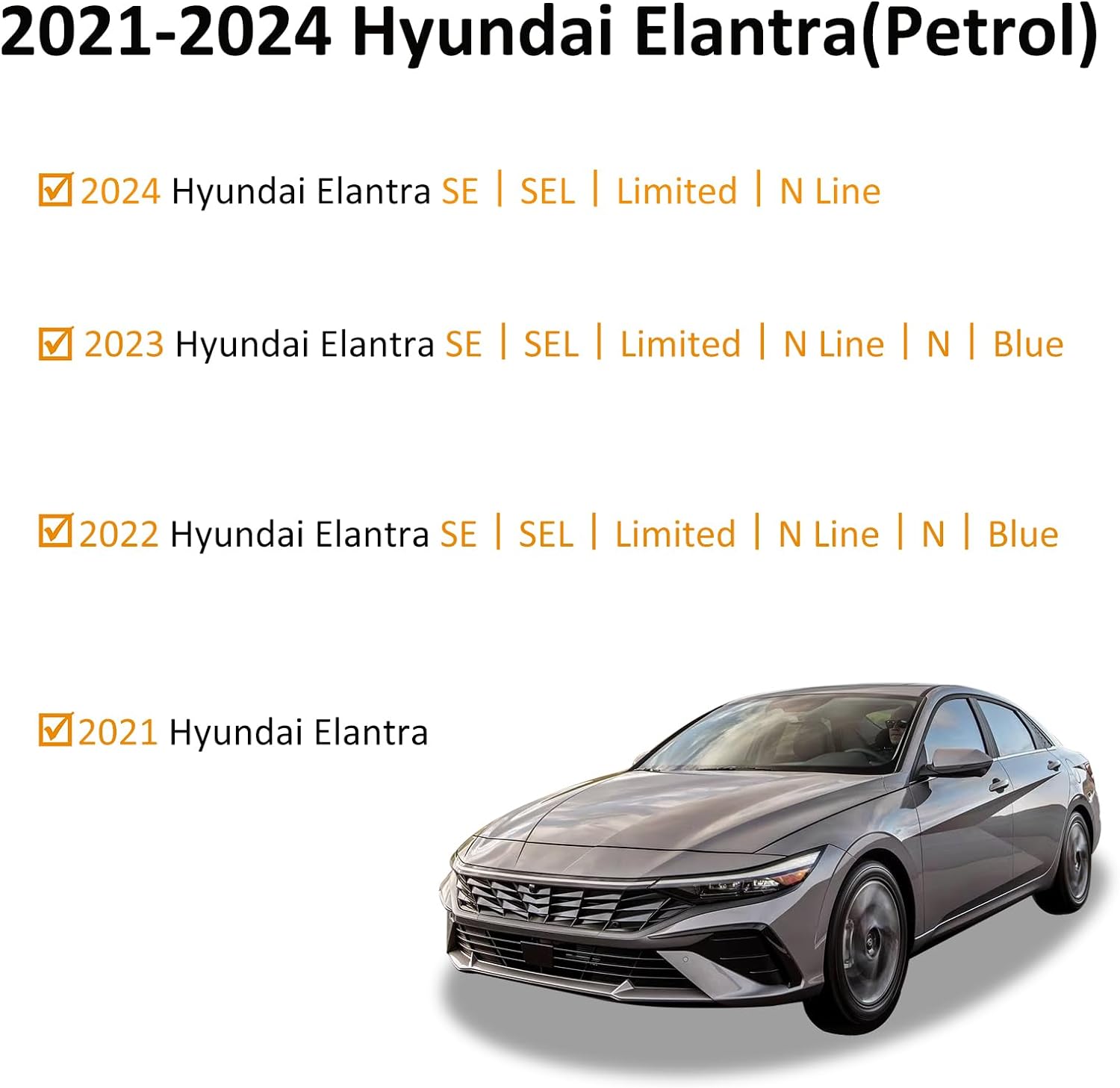 Binmotor-Floor Mats for Hyundai Elantra N , Front & 2nd Row,Hyundai Elantra Floor Liners, Car Mats Elantra for Hyundai（compatible year 2021-2024）