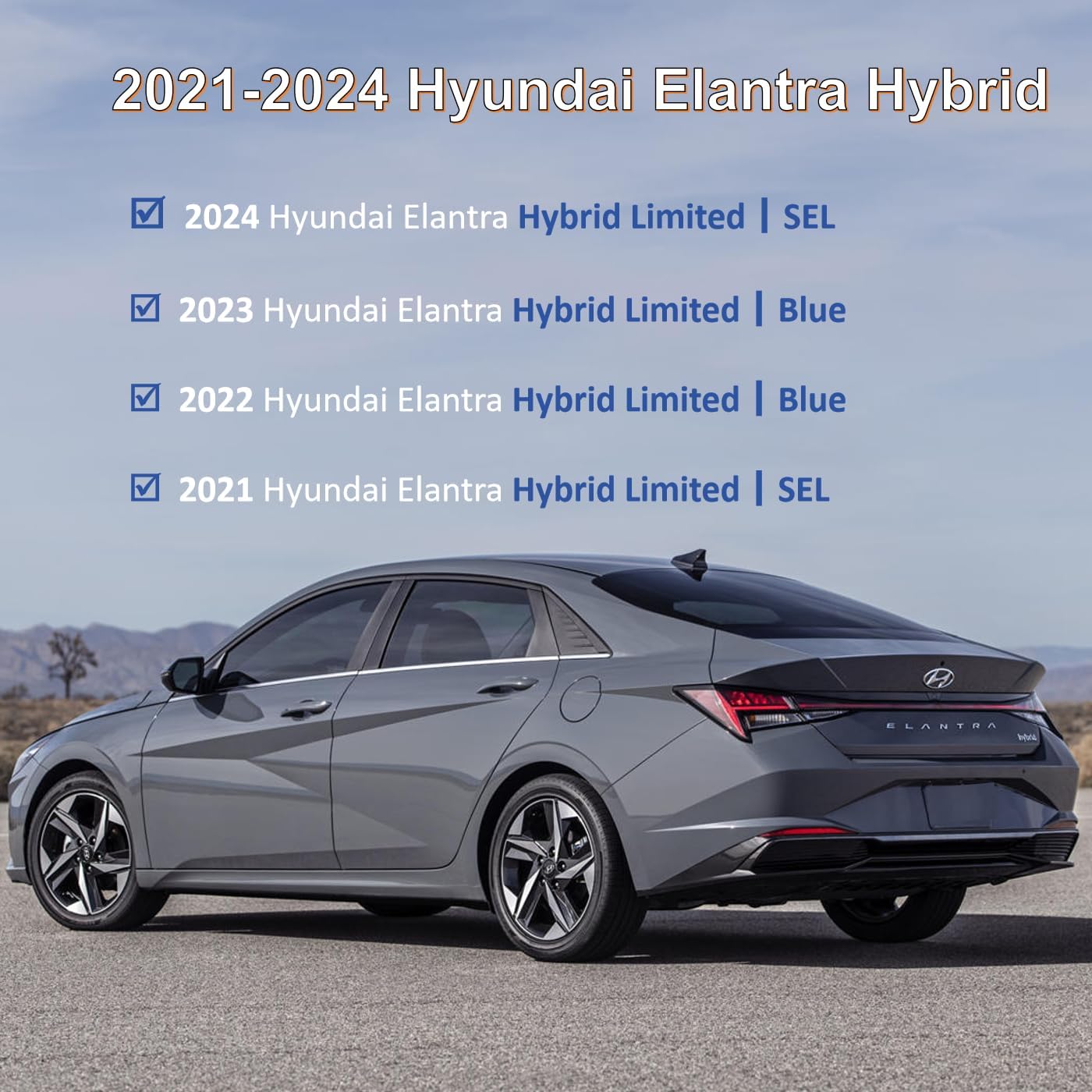Binmotor-Floor Mats for Hyundai Elantra Hybrid, All Weather Mats for Hyundai Elantra Hybrid, Waterproof Heavy Duty Car Mats（compatible year 2021-2024）