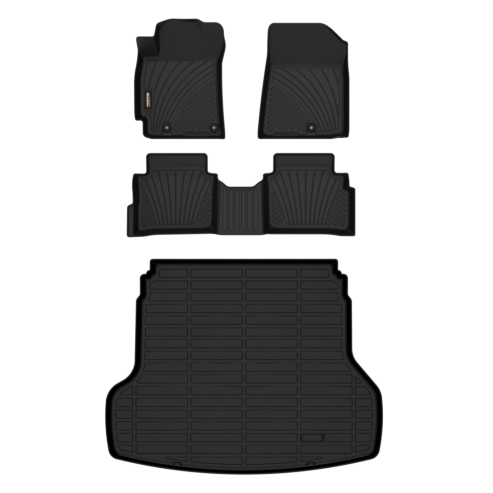 Binmotor-Floor Mats & Cargo Liner Set for Kia Forte All Weather TPE Automotive Trunk Mat Accessories - Black（compatible year 2019-2024）
