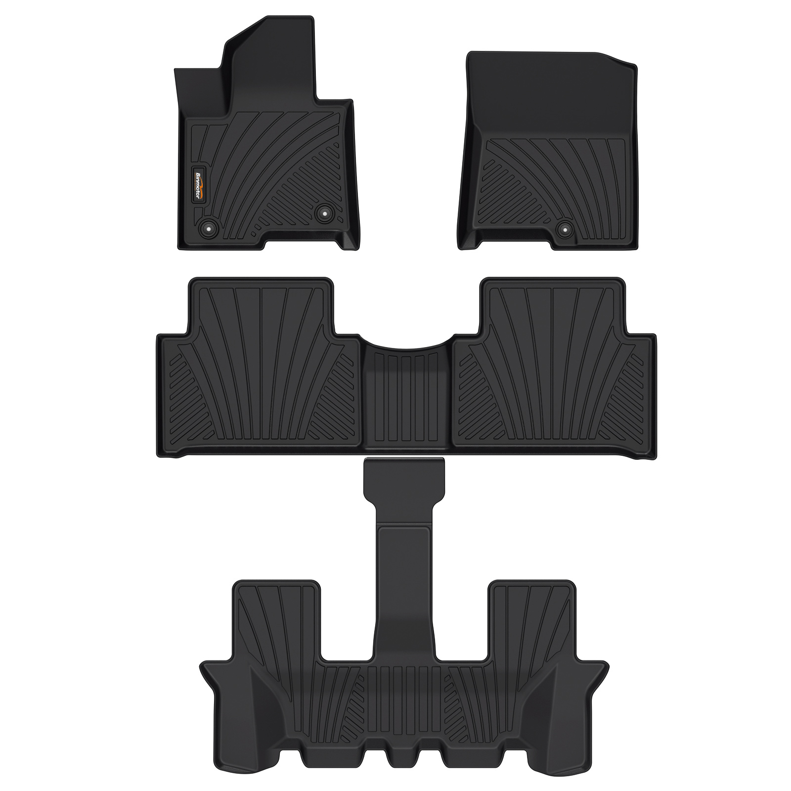 Binmotor-Floor Mats for Kia Sorento Plug-in Hybrid 6/7 Passenger, 1st & 2nd & 3rd Row Full Set, Heavy Duty Car Floor Liners- Accessories（compatible year 2022-2023）