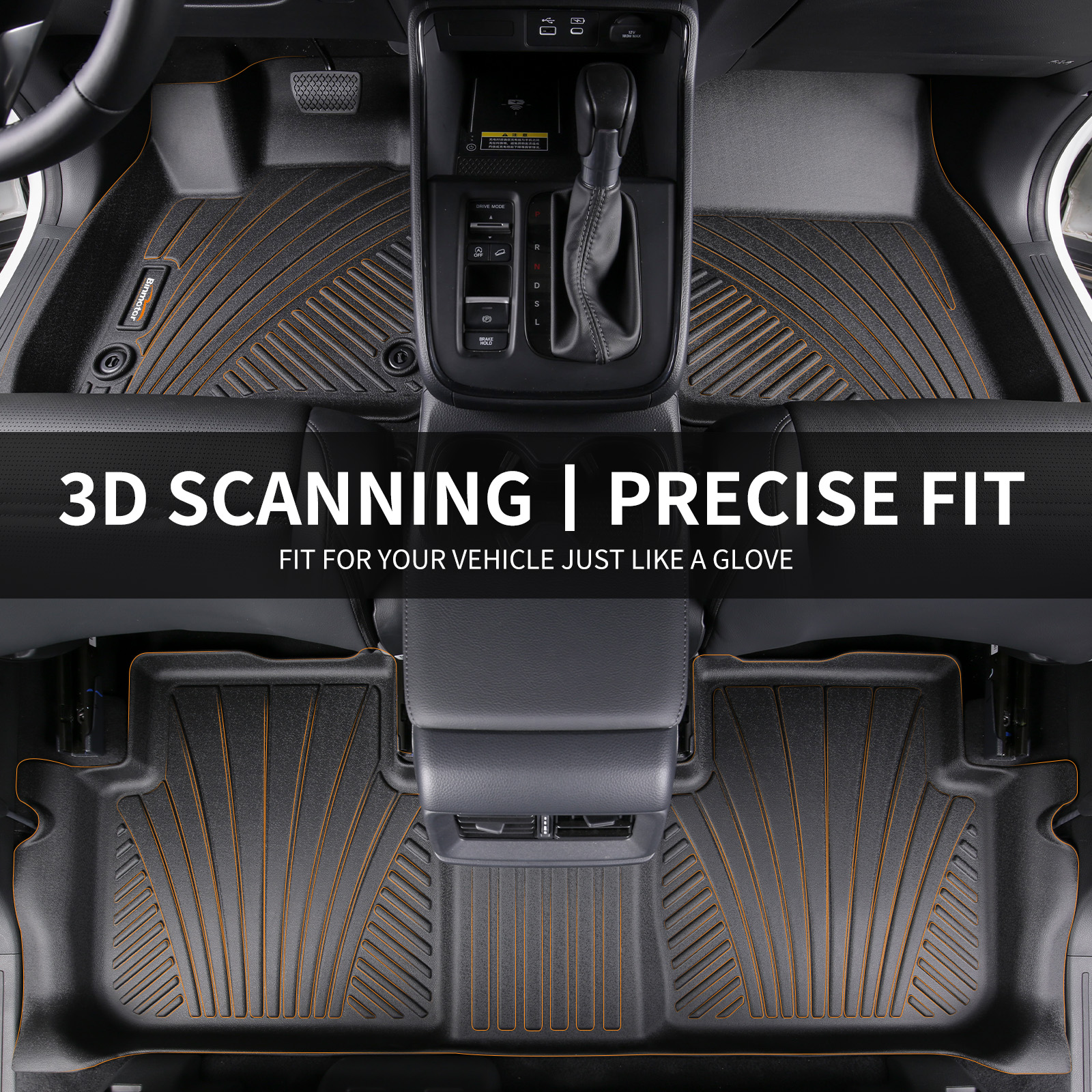 Binmotor- Floor Mats for Ford Explore丨 7 Passenger Bench Seat丨3 Rows | TPE All Weather Car Accessories Mats for Ford Explore 7 Seat| Custom Fit Floor Liners Waterproof, Nonslip（compatible year 2020-2024）