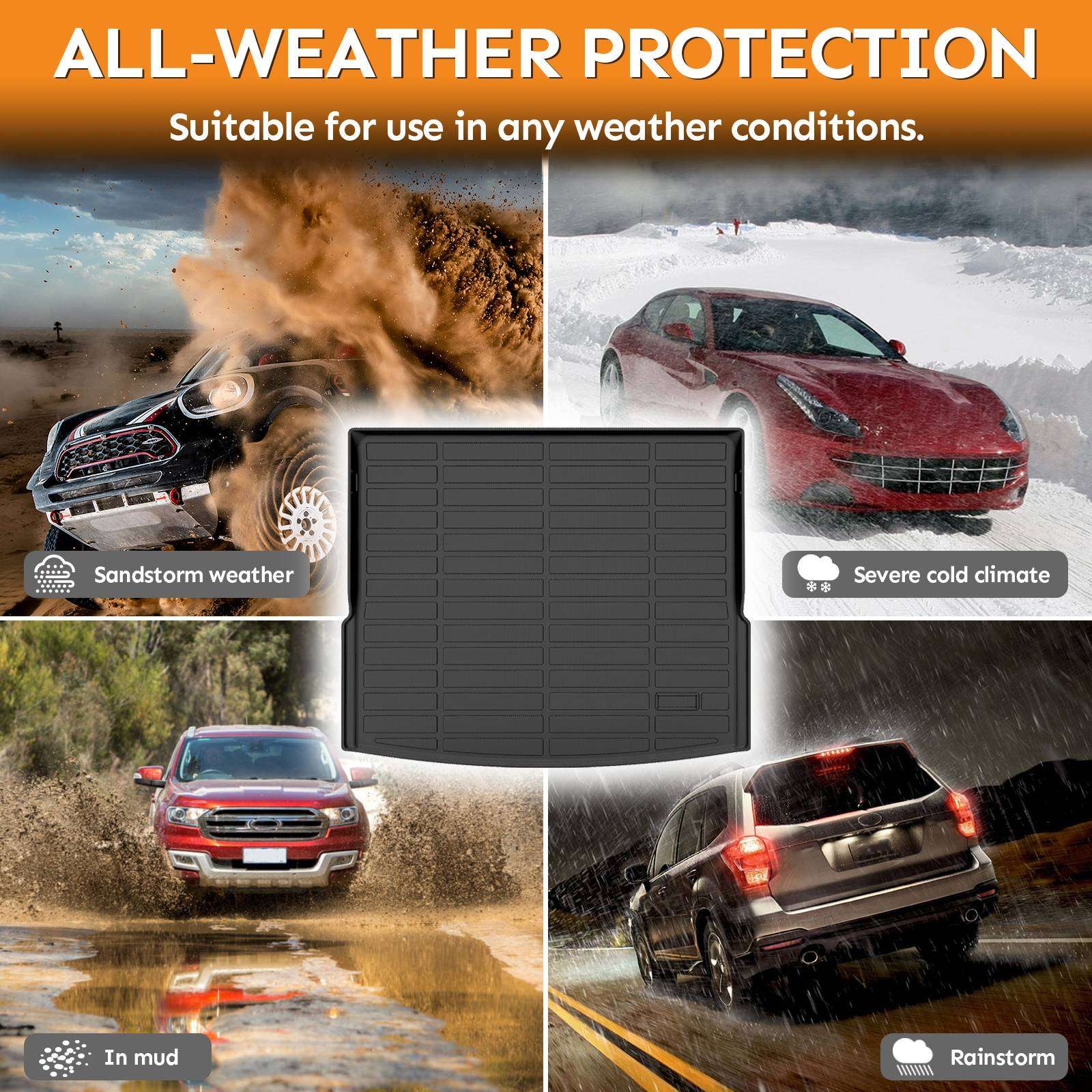 Binmotor-All Weather Trunk Mat Custom Fit for Lexus ES 2019-2024丨ES350丨ES300h, Waterproof Winter Car Mats Heavy Duty Car Accessories Mats（compatible year 2019-2024）