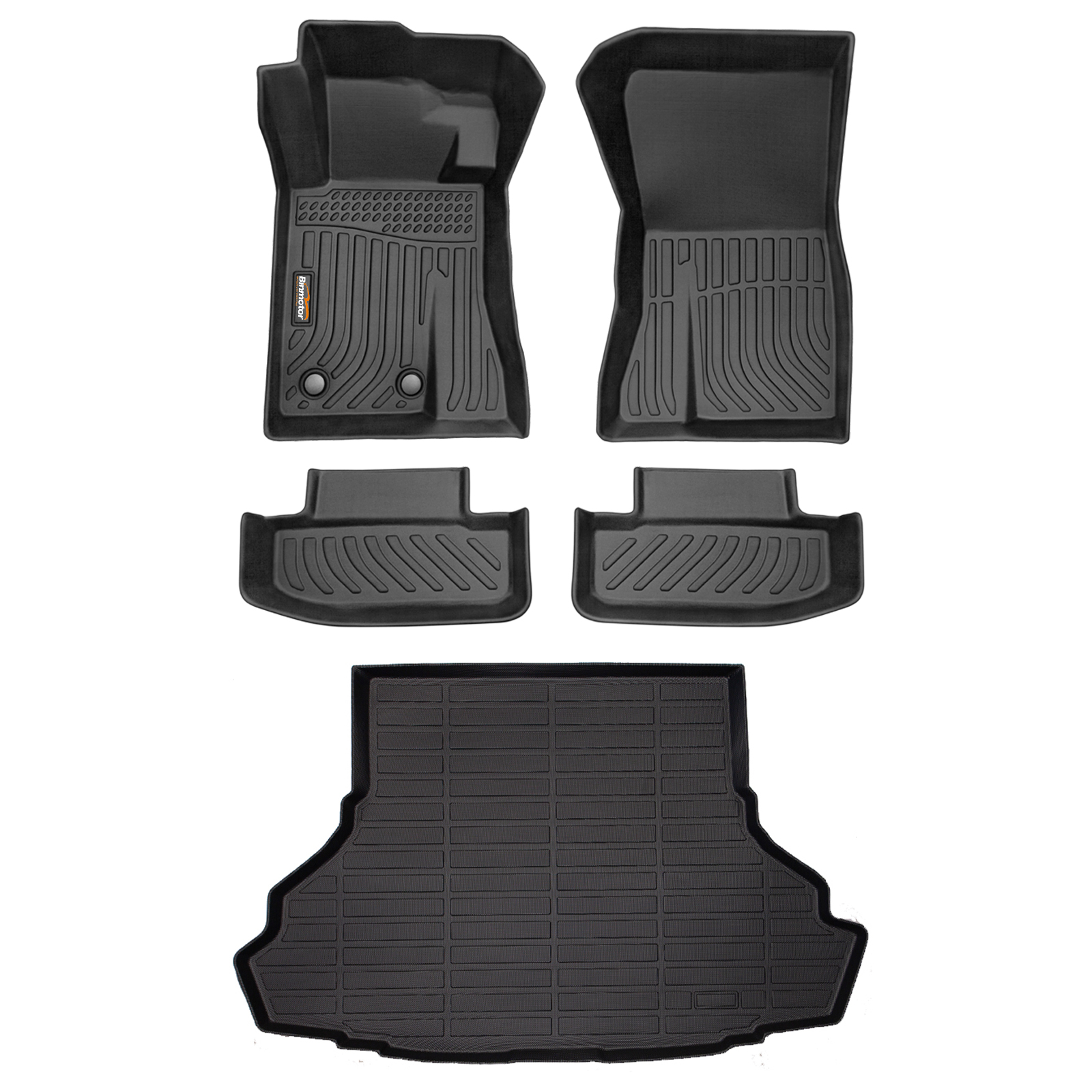 Binmotor-Floor Mats & Cargo Liner Set Fit for Ford Mustang All Weather Protection TPE Anti-Slip Automotive Full Set Floor Liners Custom Accessories - Black (compatible year 2015-2024)