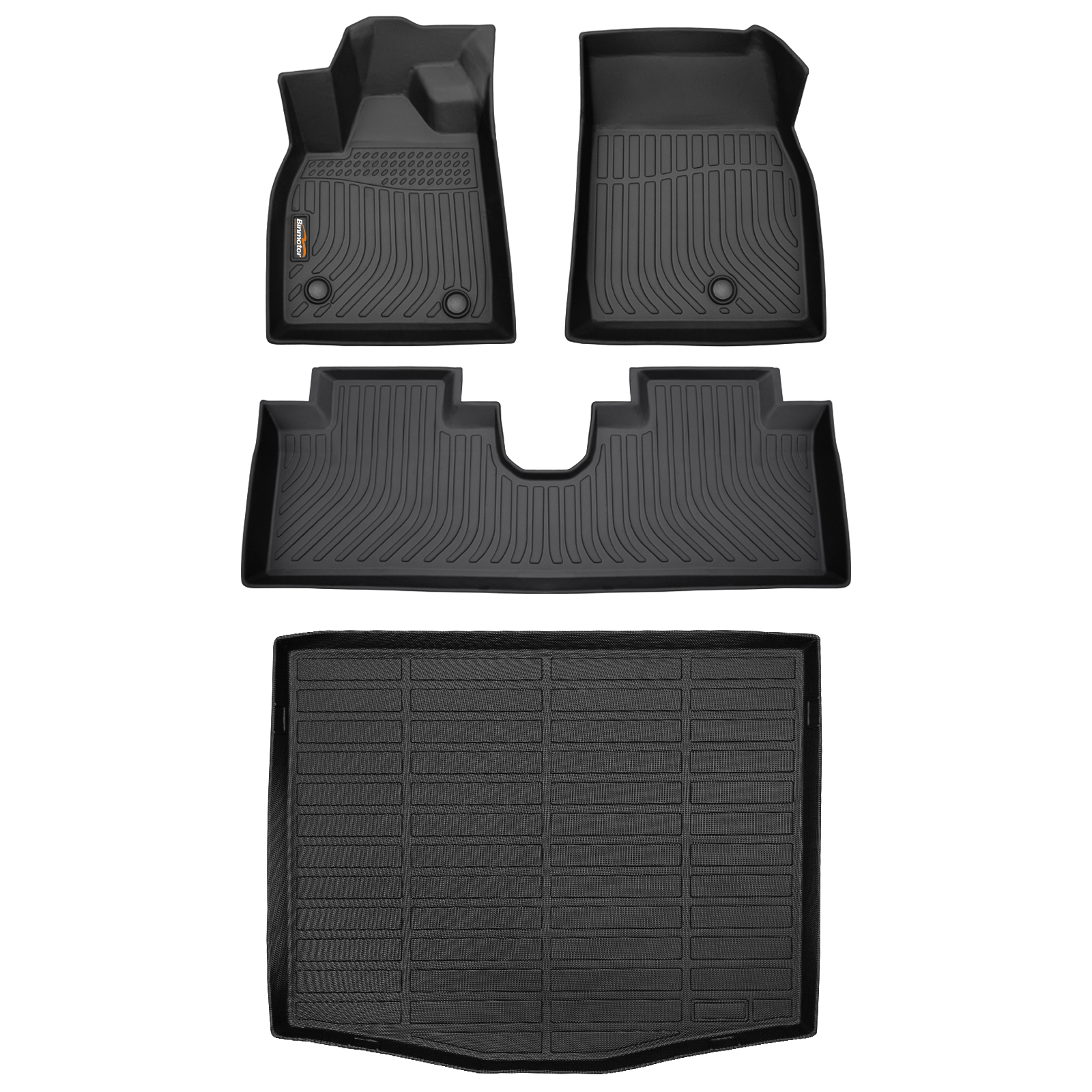 Binmotor-Car Floor Mats & Cargo Mat set Custom Fit for Ford Mustang Mach-E All Weather Trunk Mats for Mustang Mach-E TPE Durable Floor Liners Accessories Black (compatible year 2021-2024)