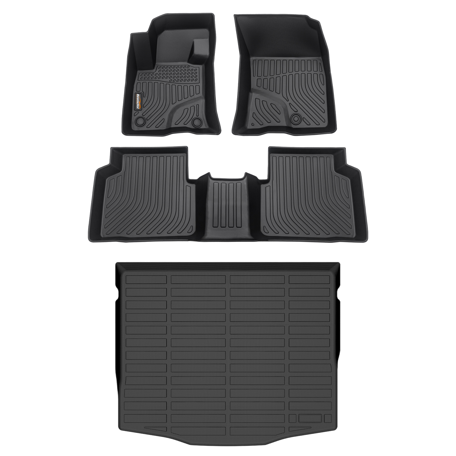 Binmotor-Floor Mats & Cargo Liner for Ford Escape (NO Hybrid) All Weather Floor Mats Set Custom for Ford Escape Full Set Floor Liners for Ford Escape Black Accessories(compatible year 2020-2024)