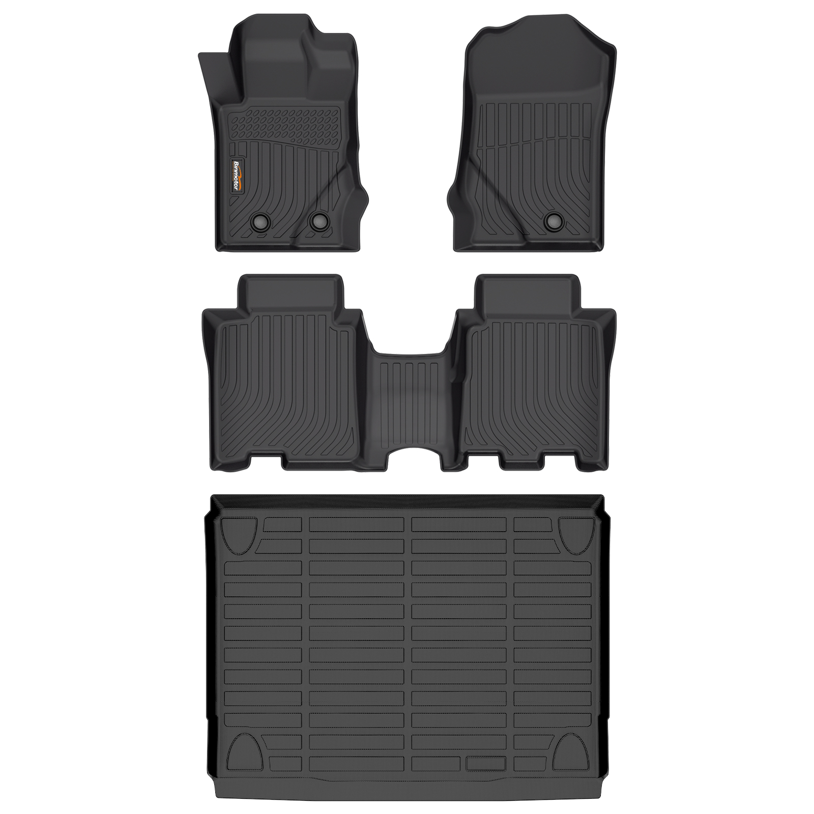 Binmotor-Car Floor Mats & Cargo Mat Set Fit for Ford Bronco 4 Door (Not Sport Models) All Weather Protection TPE Anti-Slip Automotive Full Set Floor Liners Custom Accessories - Black (compatible year 2021-2024)