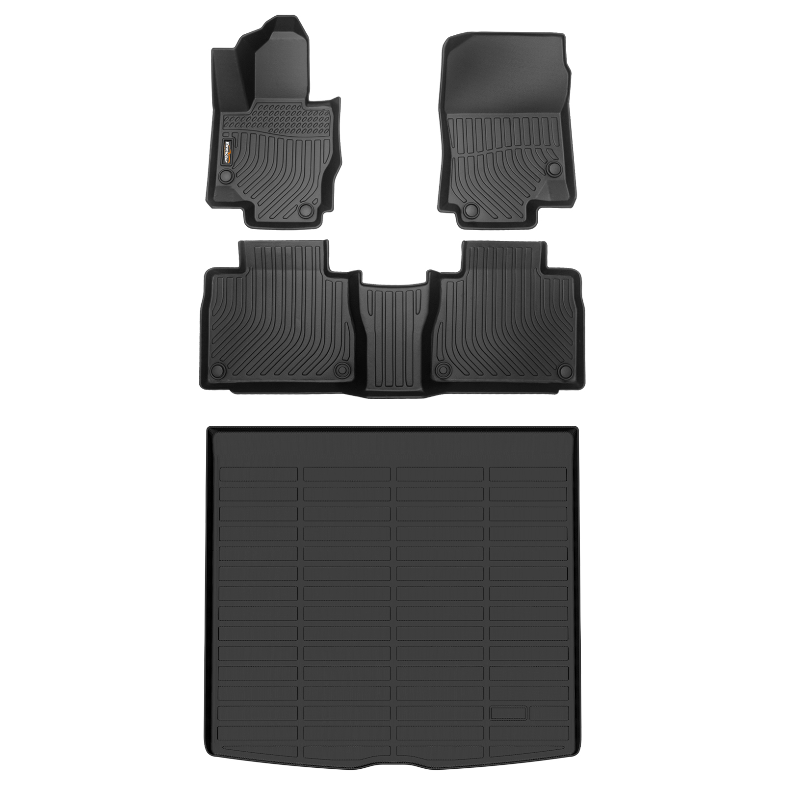 Binmotor-Floor Mats & Cargo Liner Set Fit for Mercedes Benz GLE (No Fit GLE 53) All Weather Protection TPE Anti-Slip Automotive Full Set Floor Liners Custom Accessories - Black (compatible year 2020-2024)