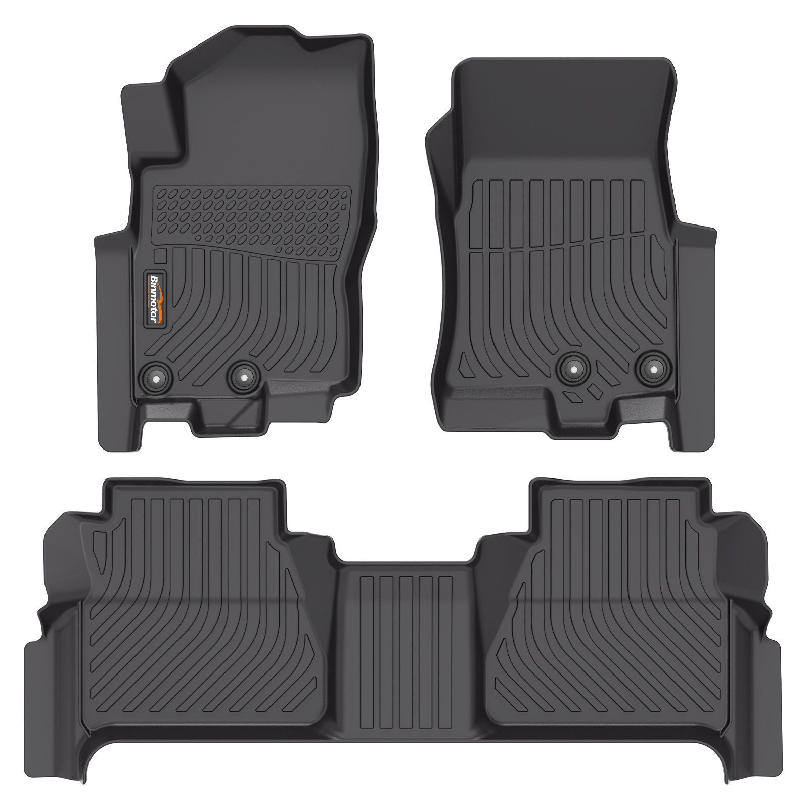 Binmotor-Floor Mats Fit for Nissan Frontier Crew Cab w/ 2nd Row Under Seat Storage TPE Liners Frontier Set All Season Odorless Anti-Slip(compatible year 2022-2024)