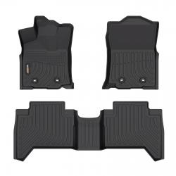 Binmotor-Floor Mats for All Weather TPE Floor Mats Custom Fit for Toyota Tacoma丨Double Cab Only Waterproof Car Floor Liners Front & Rear Row Full Set Black Tacoma Accessories（compatible year 2018-2023）